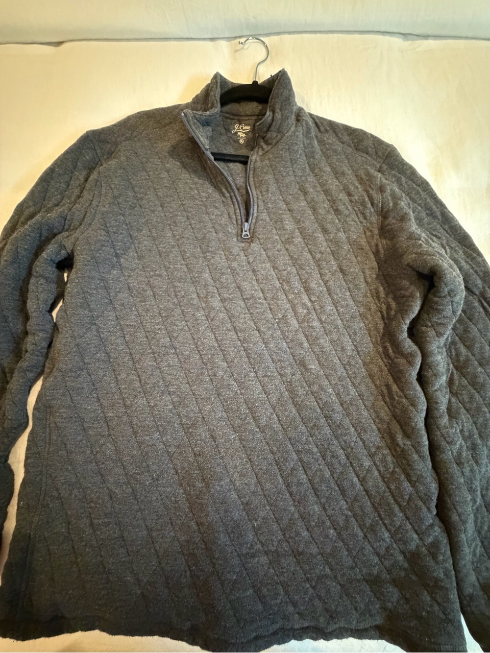 J. Crew Quilted Half-Zip Sweater in Charcoal Gray